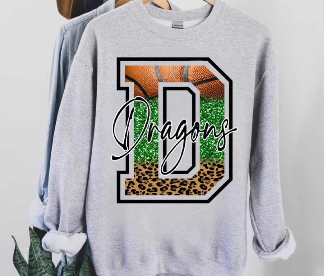 Basketball/leopard/green glitter D Dragons