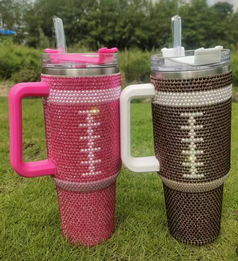 Football rhinestone tumbler