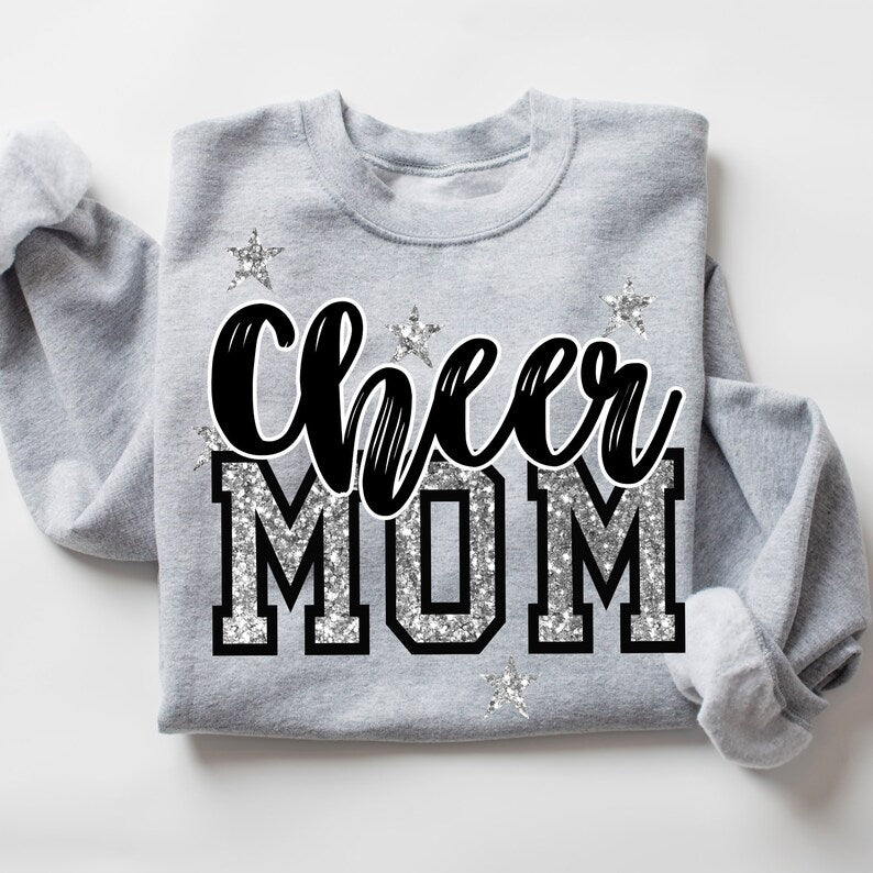 Cheer Mom silver glitter