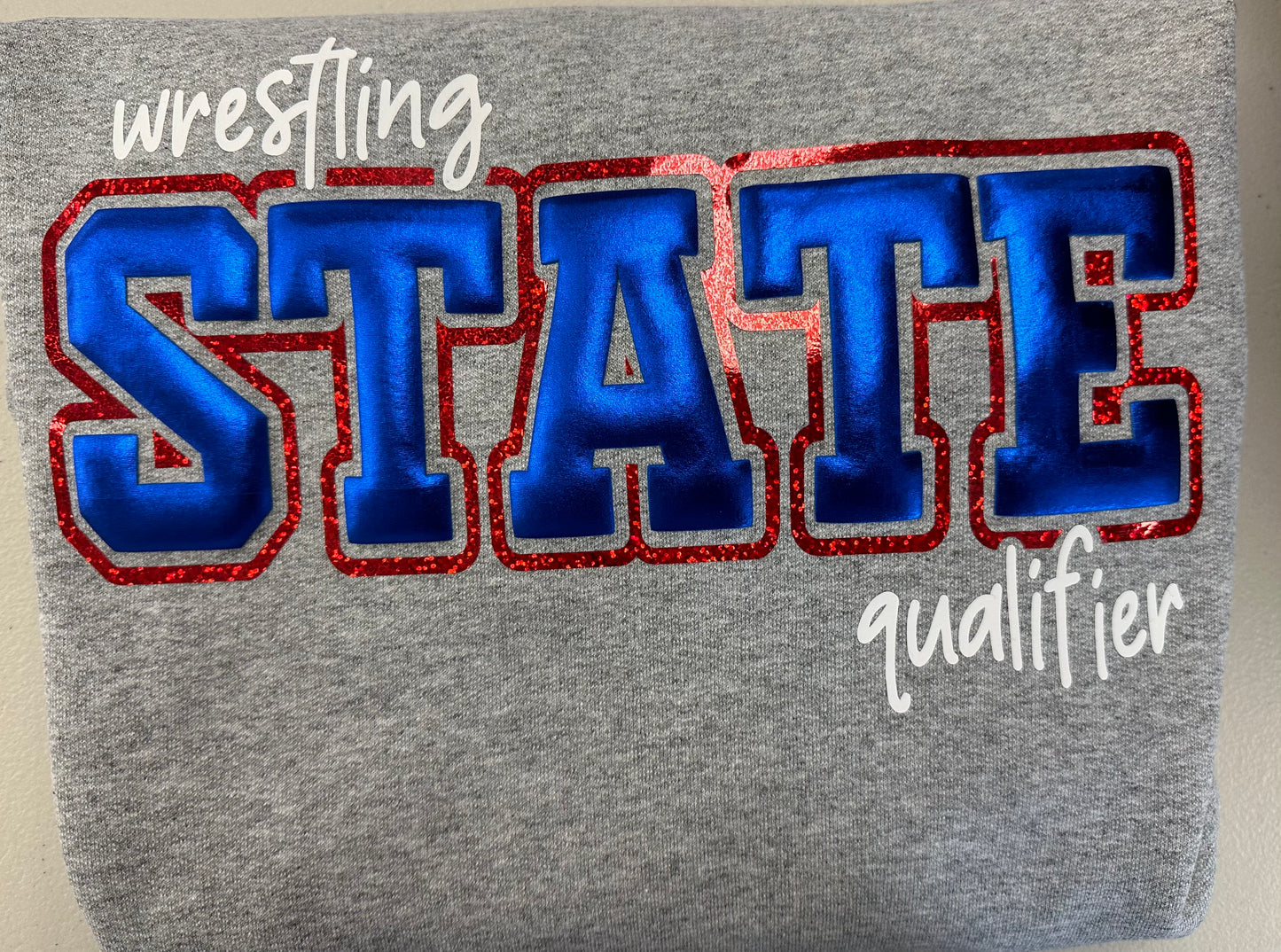 Custom puff and glitter/holographic sweatshirt