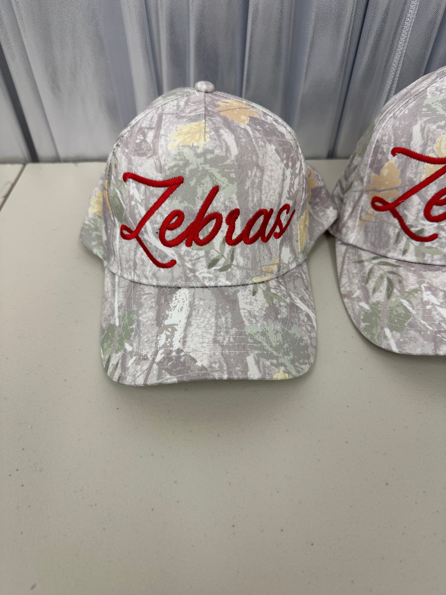 RE - camo hat script Zebras - embroidered