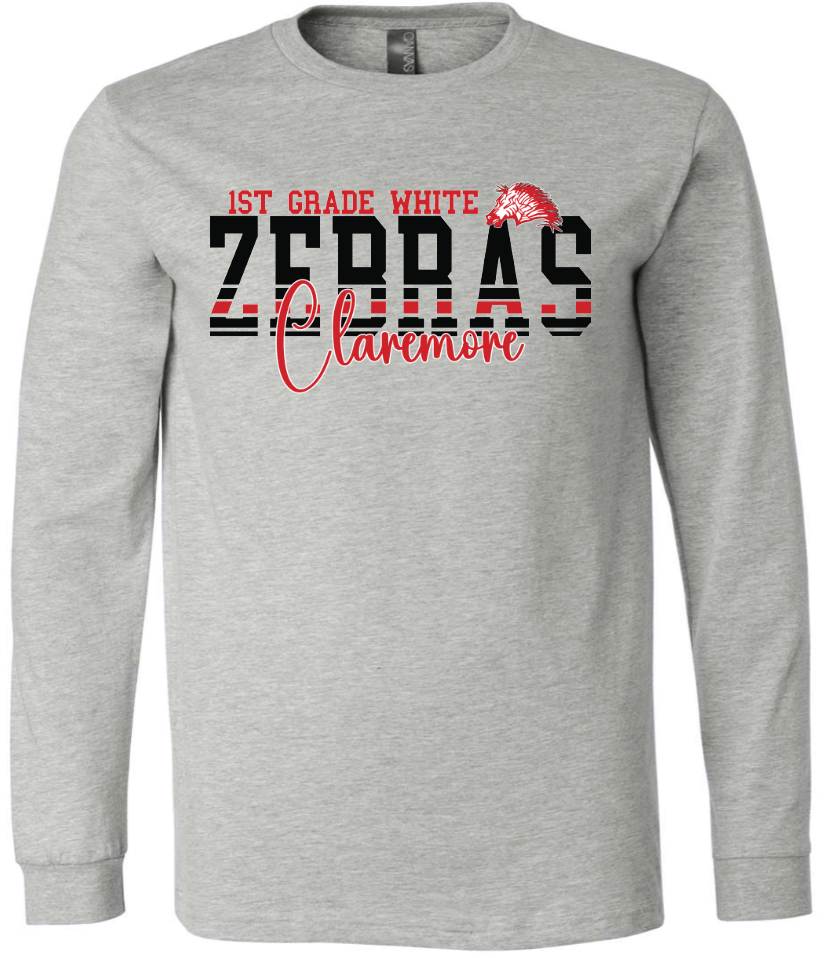 Performance long sleeve tee grey Zebra football 1st grade - WHITE