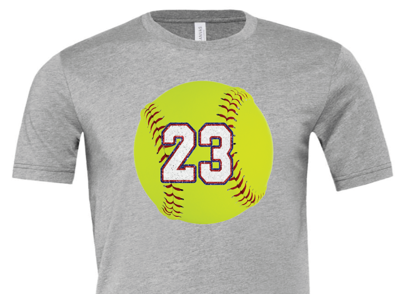 Youth softball with number