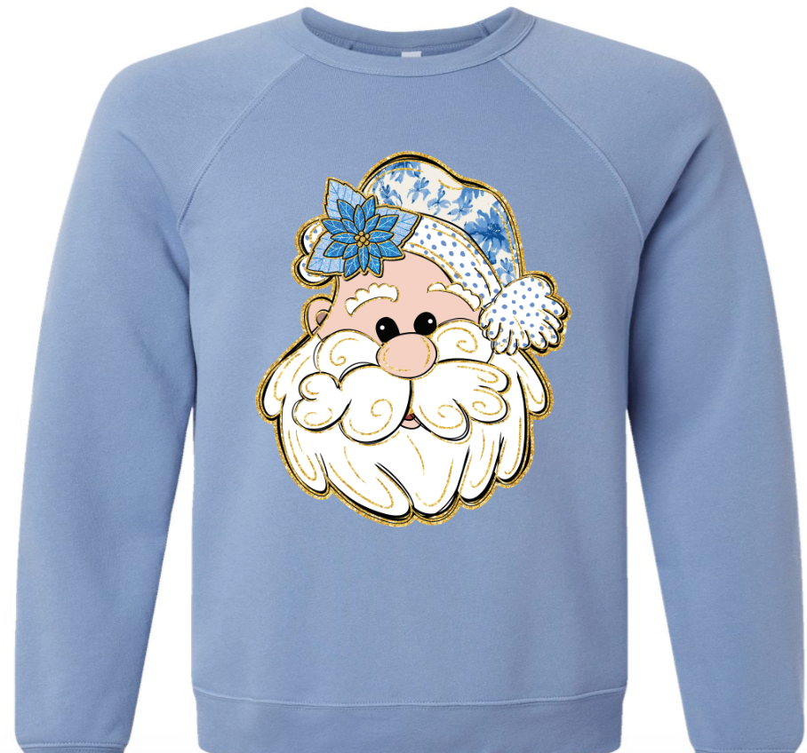 blue chinoserie santa