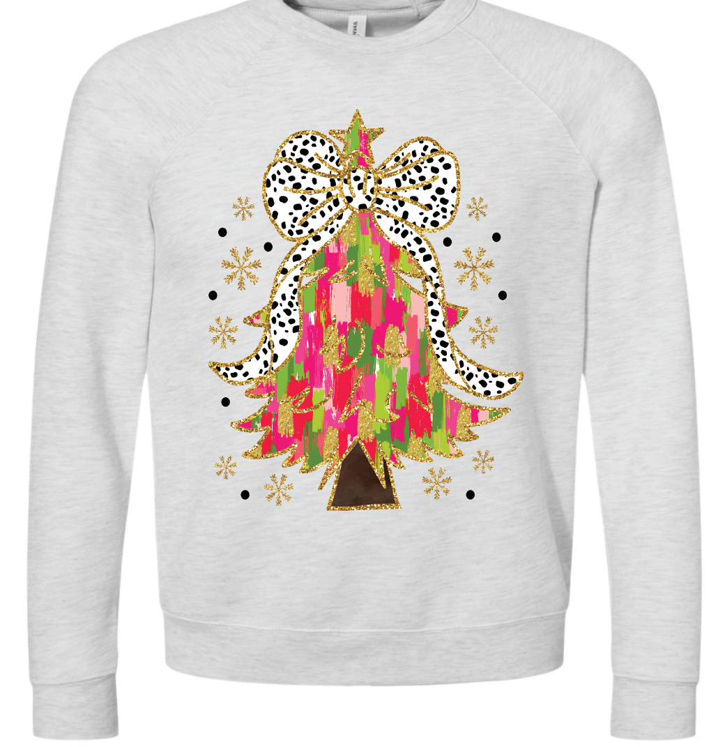 colorful whimsical tree with bow