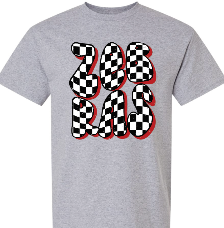 checkered zebras with red outline