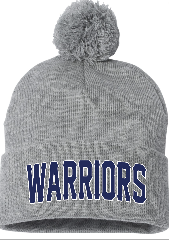 Warriors grey pom pom beanie