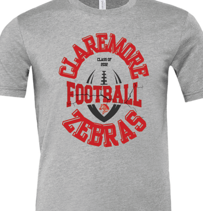 Adult Claremore 6th grade football background tshirt