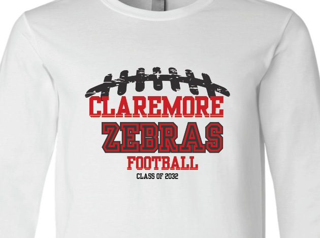 YOUTH white long sleeve Claremore 6th grade - laces