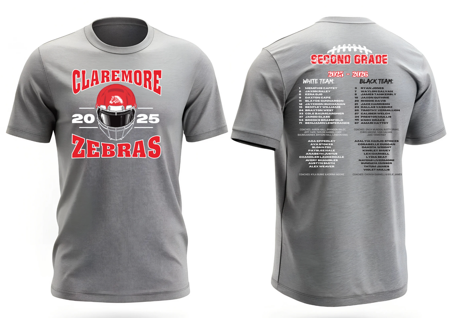 Official Roster tee for CZ 2nd grade football