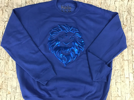 Royal chrome puff lion sweatshirt