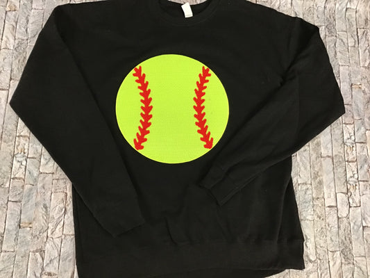 Sequin softball patch sweatshirt