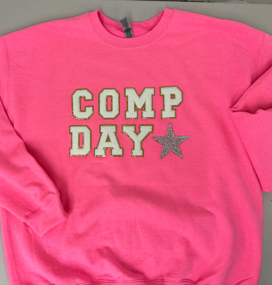 Comp Day Chenille patch sweatshirt