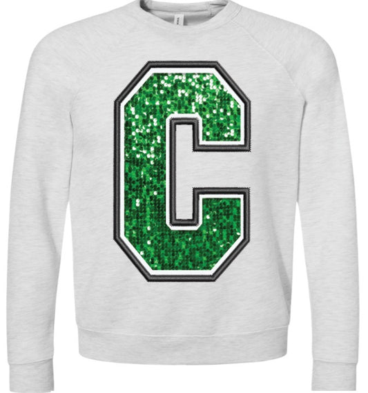 Green faux sequin embroidery C