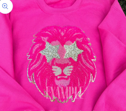 Pink lions chenille patch