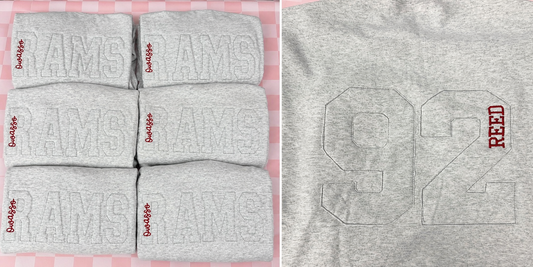 ORK5 - Rams shaggy applique embroidered sweatshirt