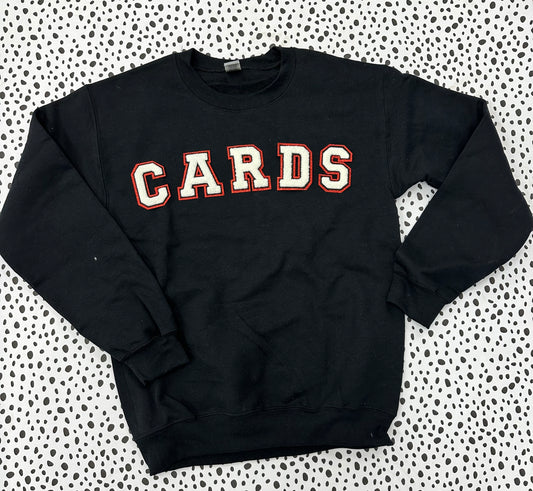 CARDS black chenille patch sweatshirt