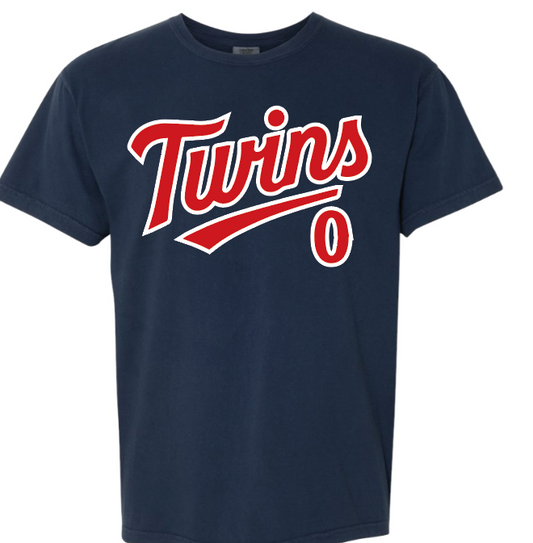 Navy twins with number short sleeve t-shirt