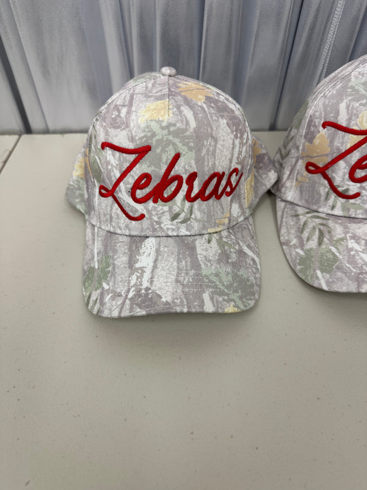 RE - camo hat script Zebras - embroidered