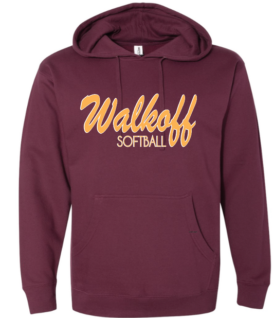 Youth maroon hoodie with walkoff logo