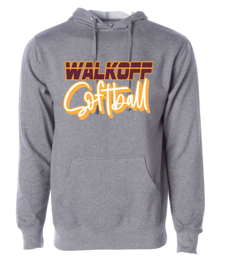 Adult Walkoff Softball grey hoodie - shadow design