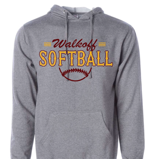 Adult Grey hoodie walkoff with softball