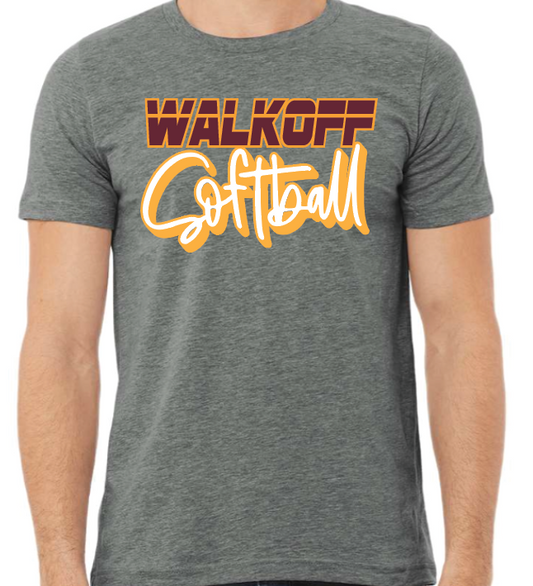 Youth grey t-shirt walkoff softball shadow design