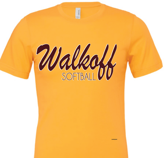 Adult gold t-shirt Walkoff logo
