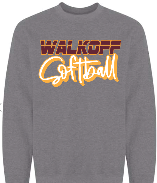 Adult Grey walkoff softball shadow font sweatshirt