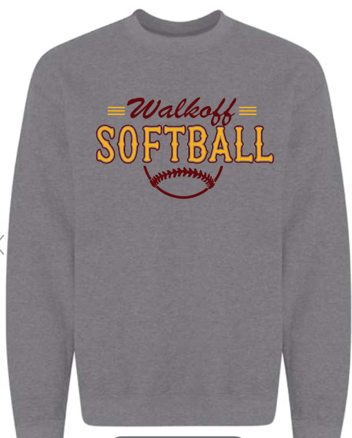 Adult sweatshirt walkoff logo with softball