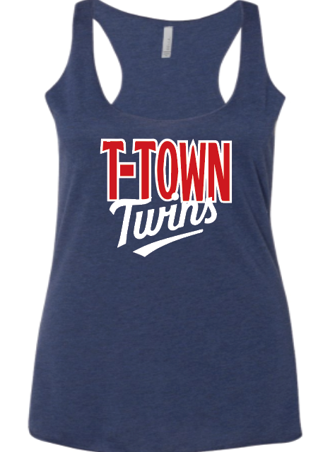 Navy T-town Twins racerback tank