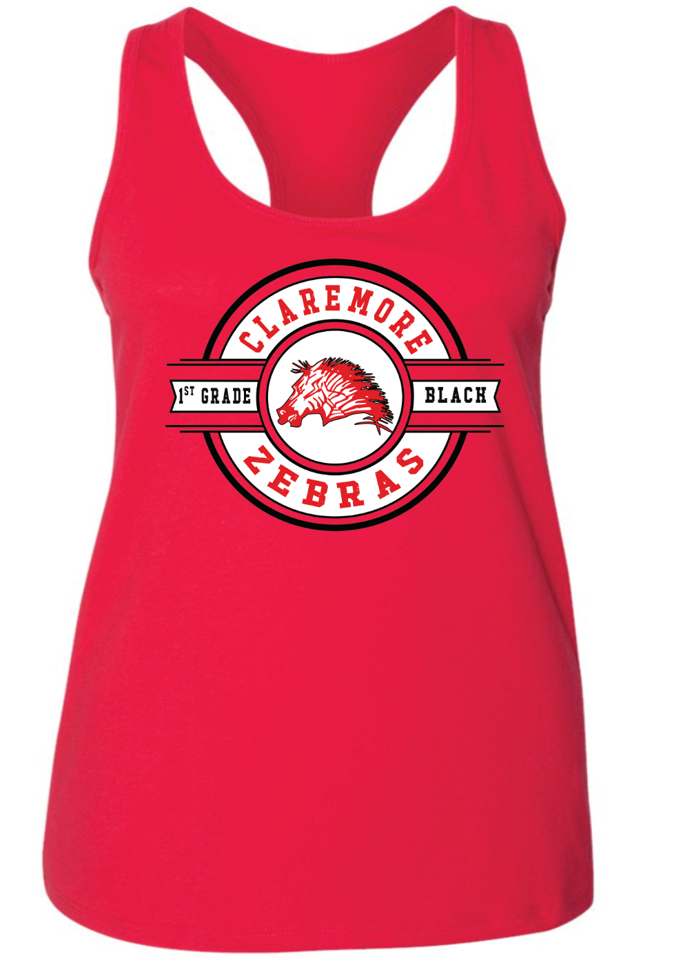 Red Claremore 1st grade football tank - WHITE