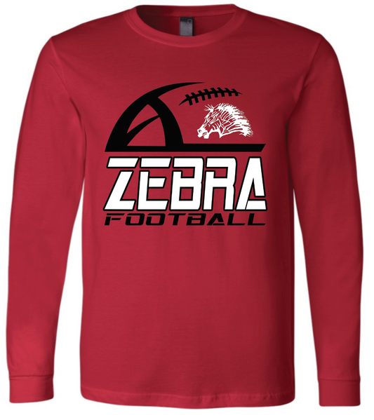 YOUTH red Zebra Football long sleeve