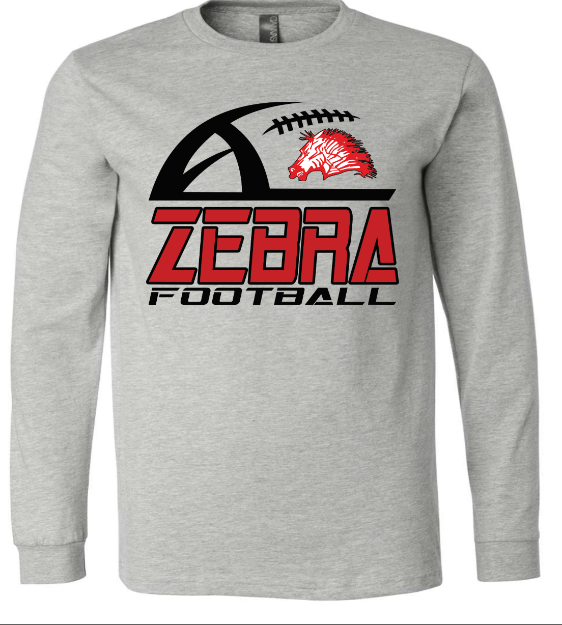 ADULT grey Zebra football long sleeve