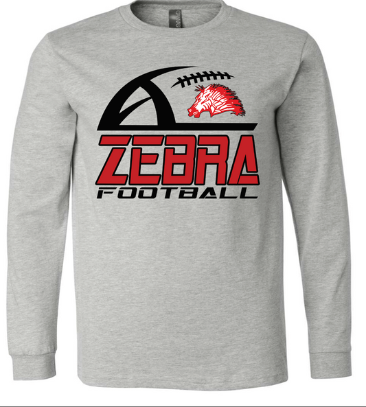 ADULT grey Zebra football long sleeve