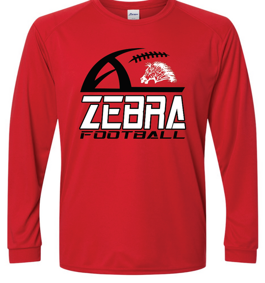 Performance long sleeve tee  red Zebra football