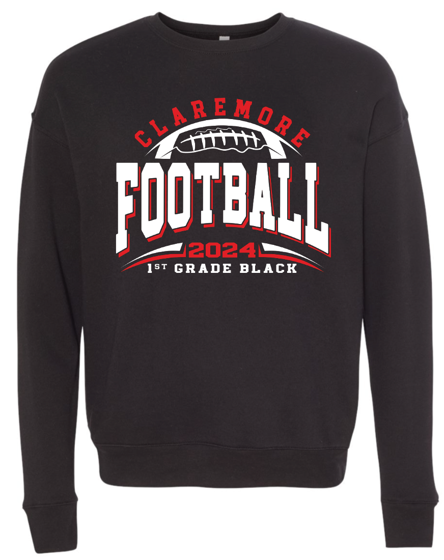 Adult Claremore 1st Grade football sweatshirt - BLACK