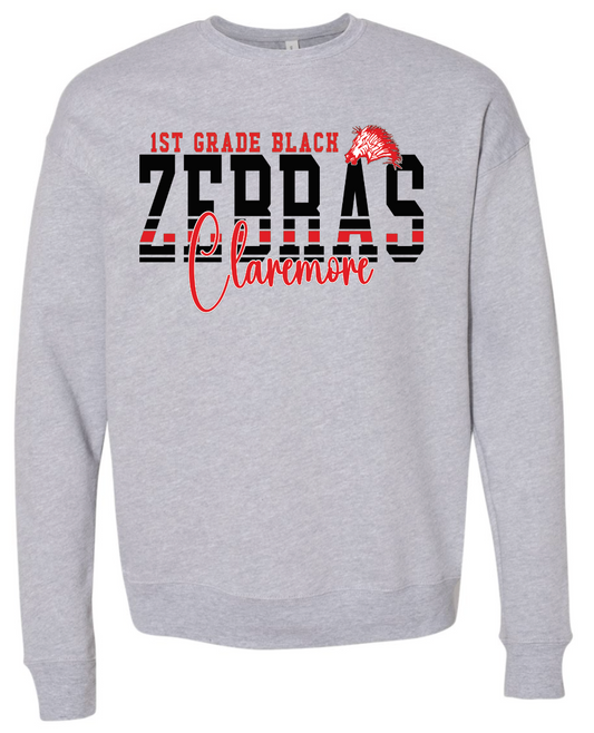 Adult grey Claremore 1st grade football sweatshirt - BLACK