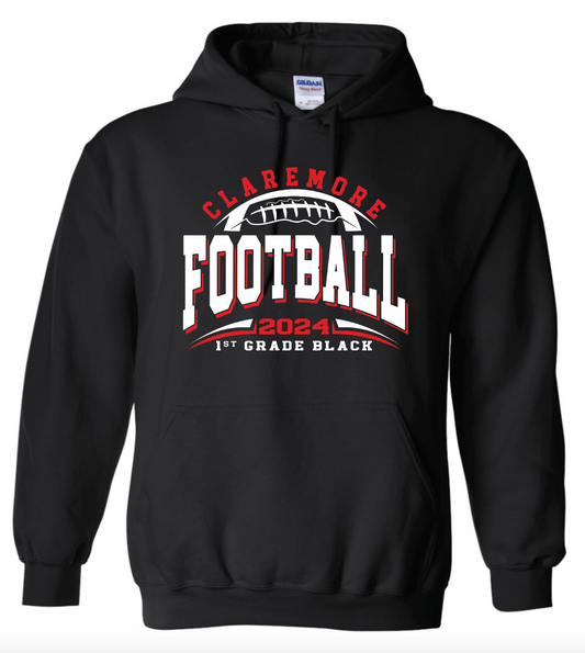 Adult Claremore 1st Grade Football hoodie - BLACK