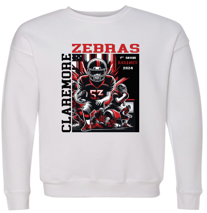 YOUTH white Claremore 1st Grade Football sweatshirt - WHITE