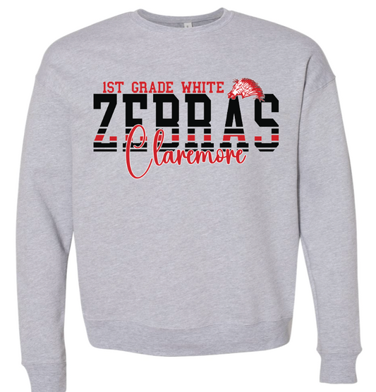 YOUTH grey Claremore 1st Grade Football sweatshirt - WHITE