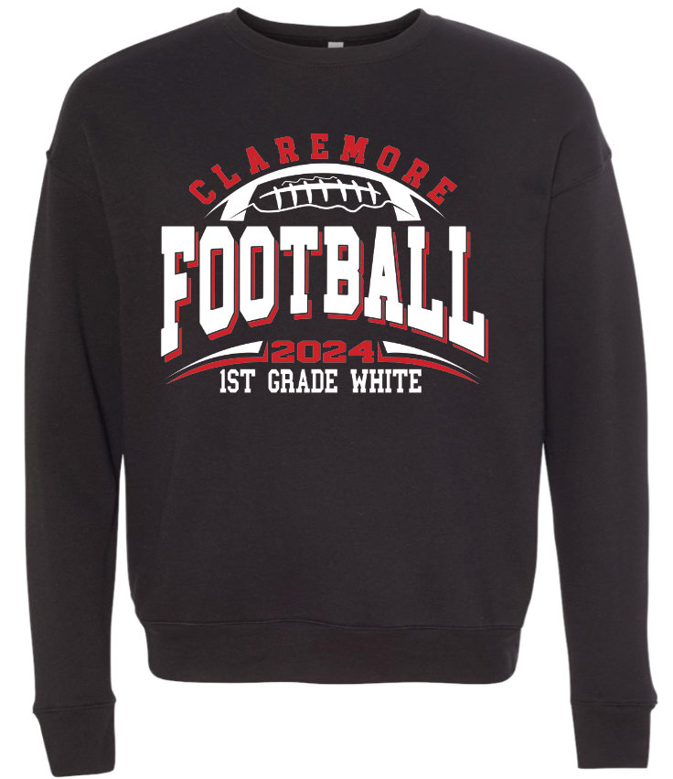 YOUTH Claremore 1st Grade Football sweatshirt - WHITE