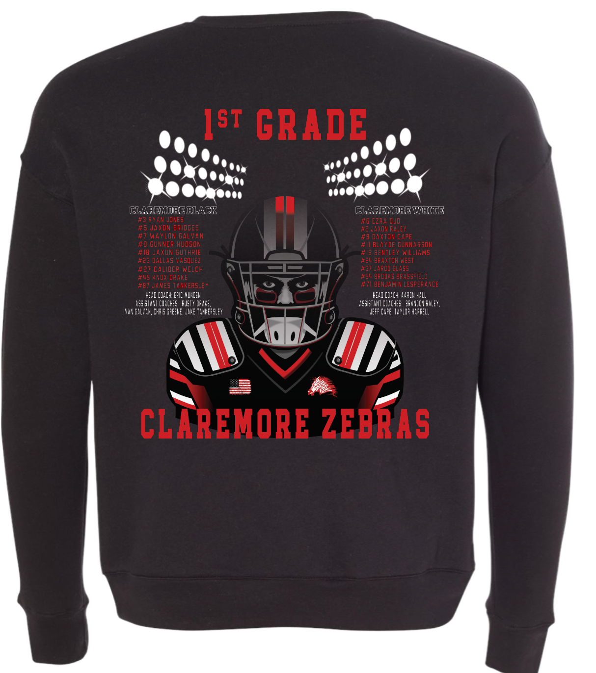 YOUTH Claremore 1st Grade Football sweatshirt - WHITE