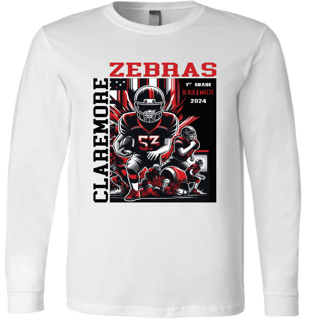 Adult white Claremore Zebras long sleeve - WHITE