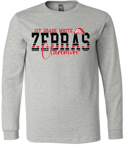 YOUTH grey long sleeve Claremore 1st grade - WHITE