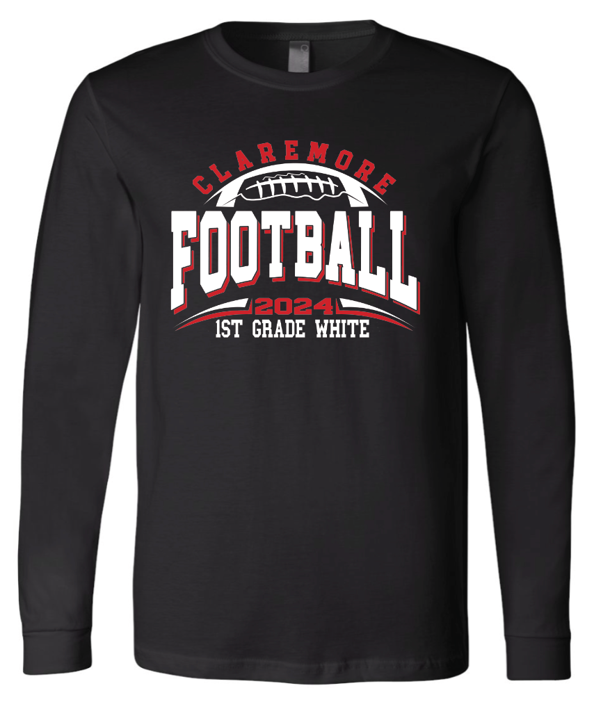 YOUTH Claremore 1st Grade Football long sleeve - WHITE