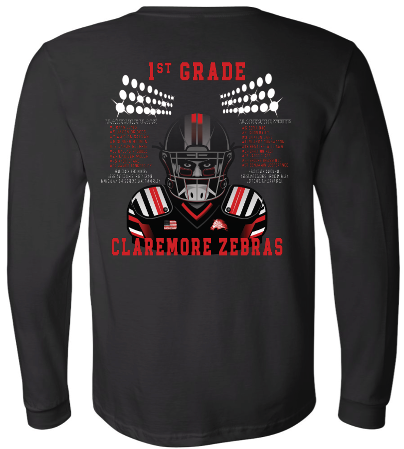 YOUTH Claremore 1st Grade Football long sleeve - WHITE