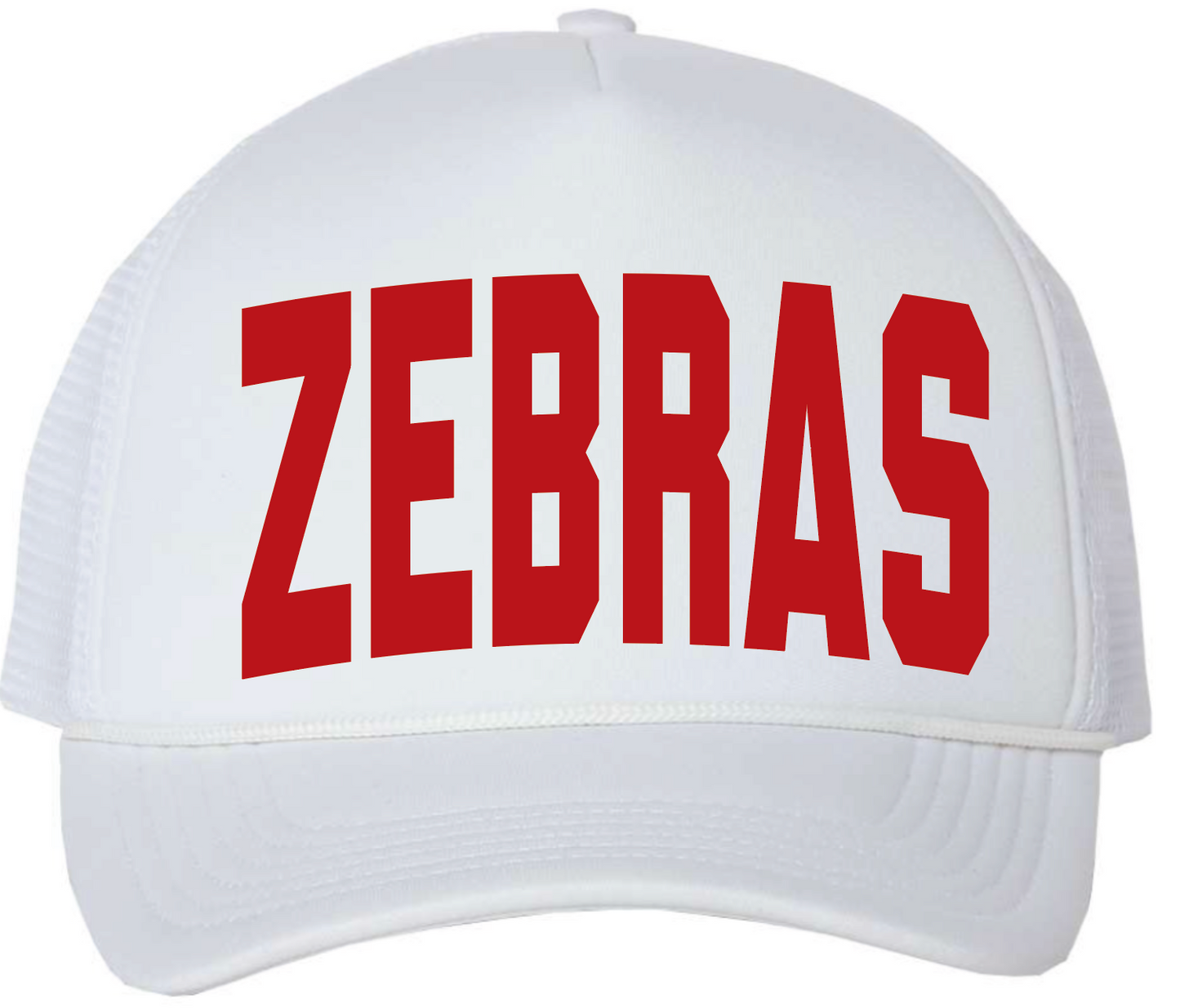 White foam front trucker hat - ZEBRAS puff print - BLACK