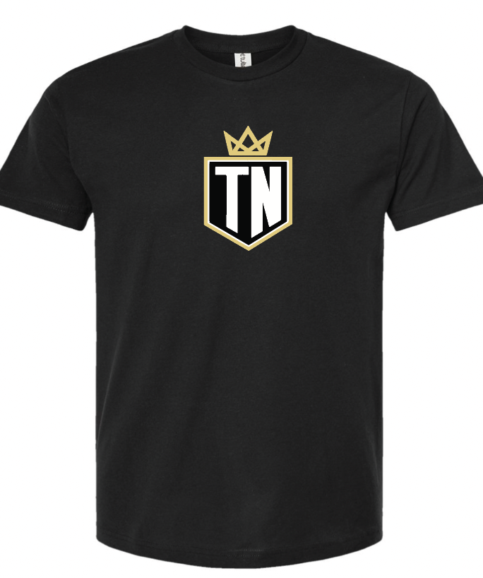 Adult smaller Full Top Notch logo centered on black