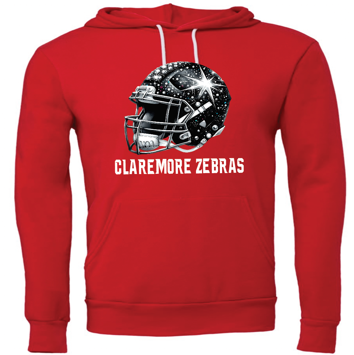 Claremore Zebras rhinestone helmet hoodie